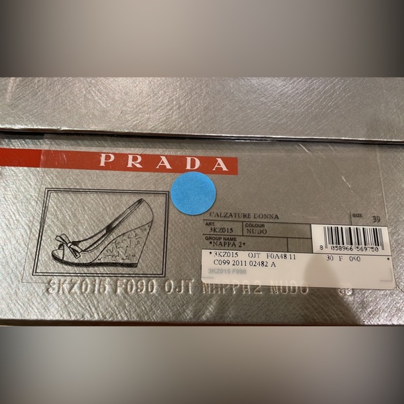 Prada Leather and Cork Nude Wedge with Bow and Trim Accent Size 39 with box - Picture 5 of 5